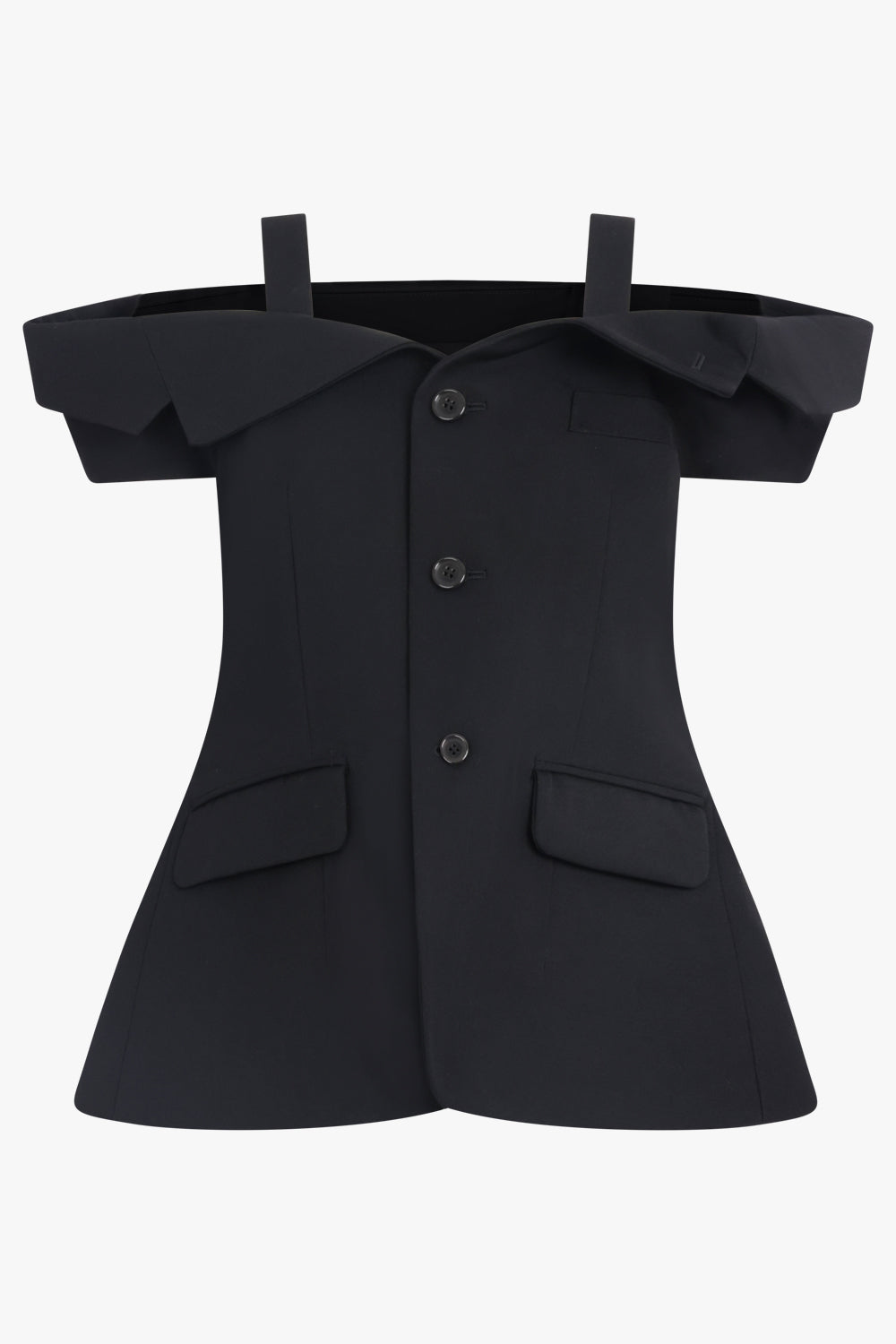 NOIR KEI NINOMIYA RTW Off Shoulder Tailored Peplum Vest | Black