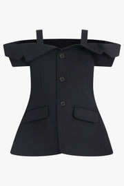 NOIR KEI NINOMIYA RTW Off Shoulder Tailored Peplum Vest | Black