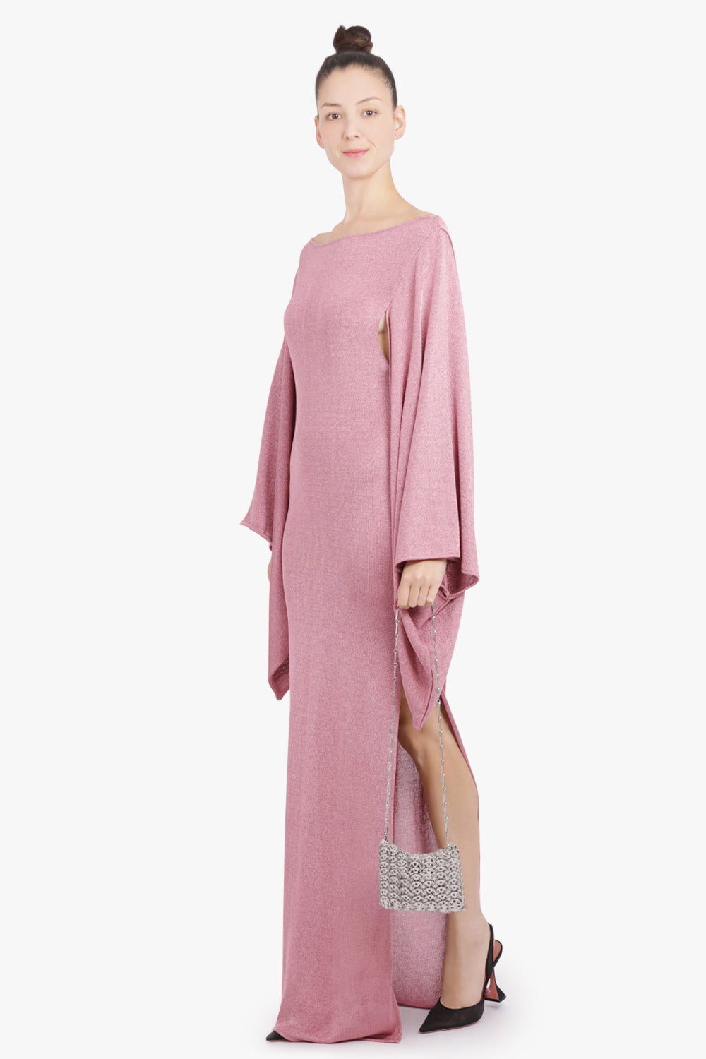COMMON HOURS RTW The Last Word Bell L/S Maxi Dress | Metallic Pink