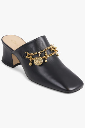 CHLOE SHOES Charm 55mm Loafer Mule | Black/Gold