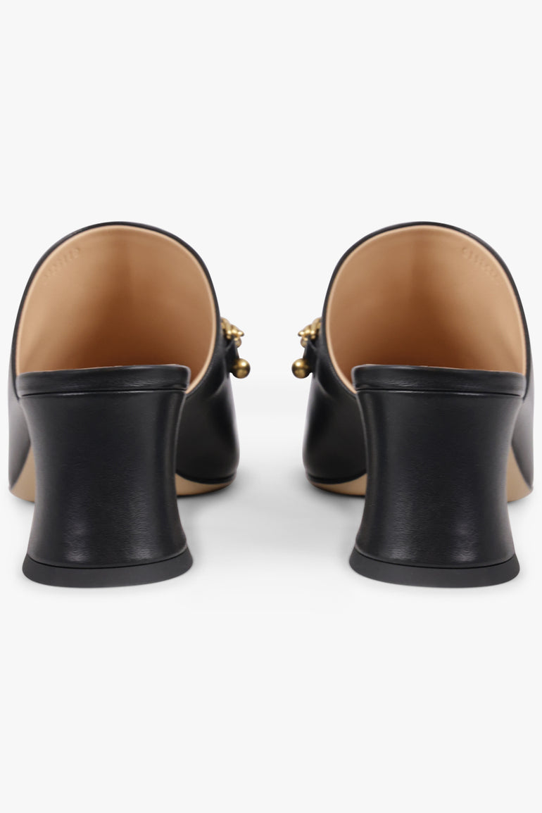 CHLOE SHOES Charm 55mm Loafer Mule | Black/Gold