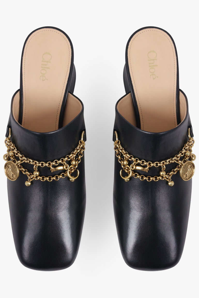 CHLOE SHOES Charm 55mm Loafer Mule | Black/Gold