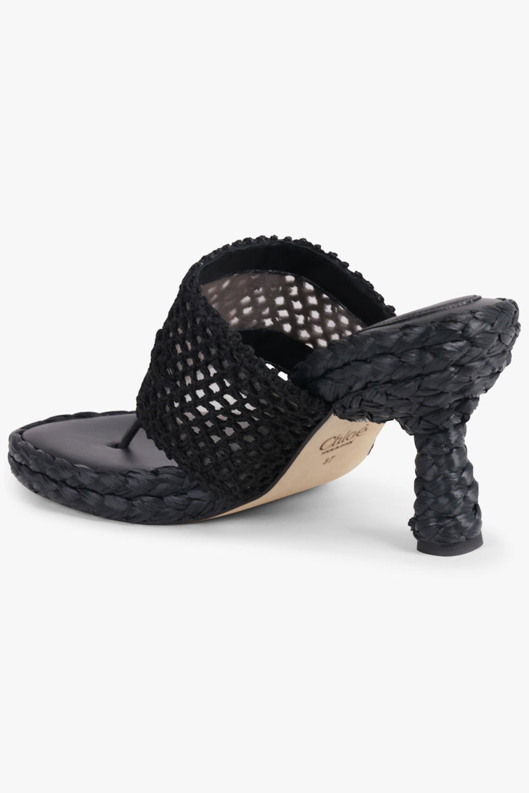 CHLOE SHOES Isla Thong 75mm Crochet Sandal | Black