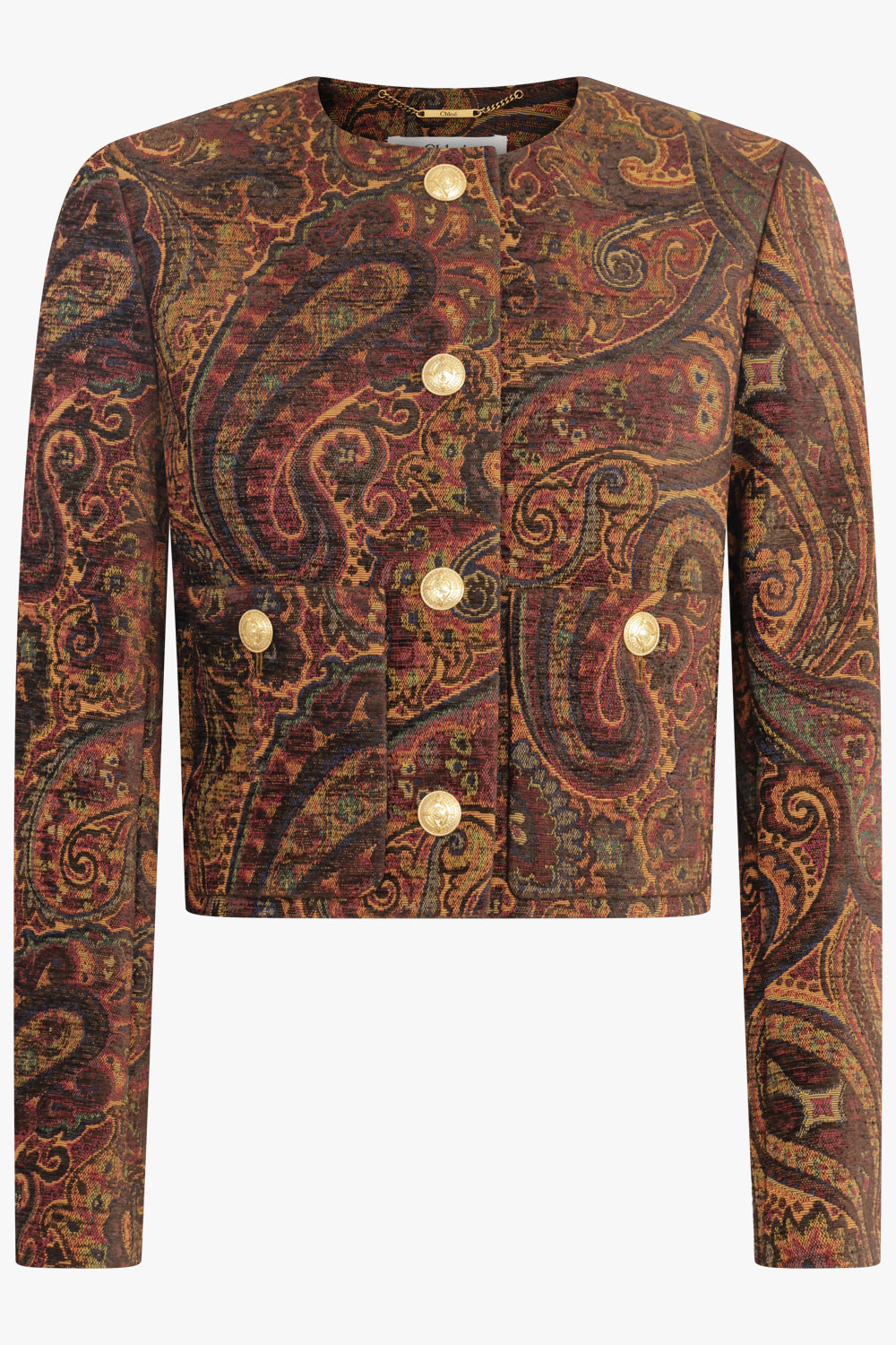 CHLOE RTW Paisley Print Crop Jacket | Multi Colour Red