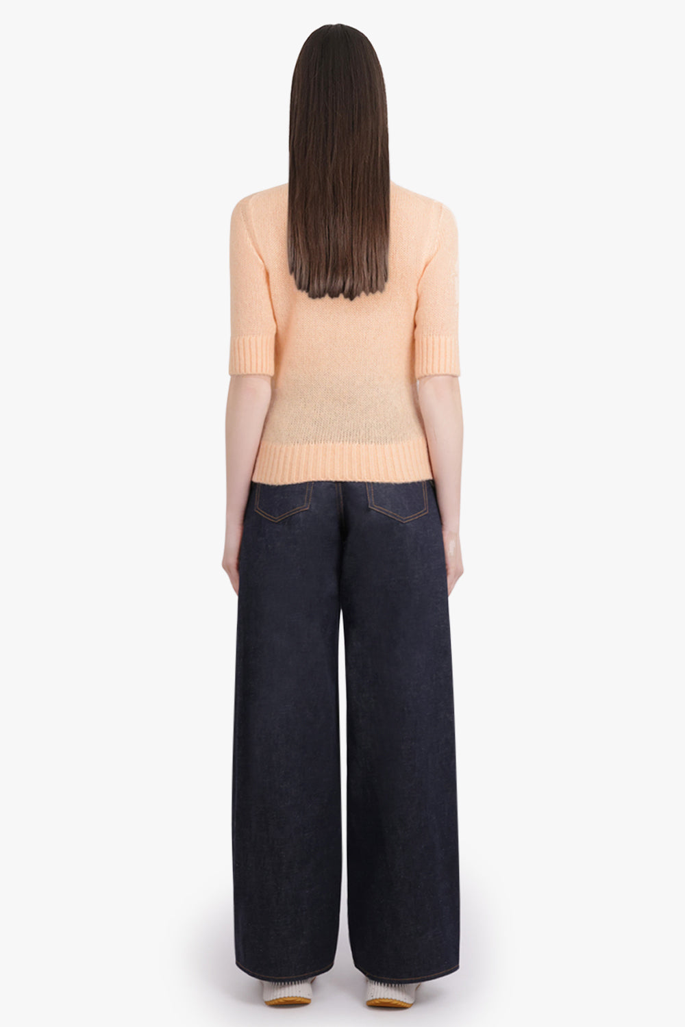 CHLOE RTW Signature Embroidery Logo 3/4 Sleeve Knit | Peach Orange