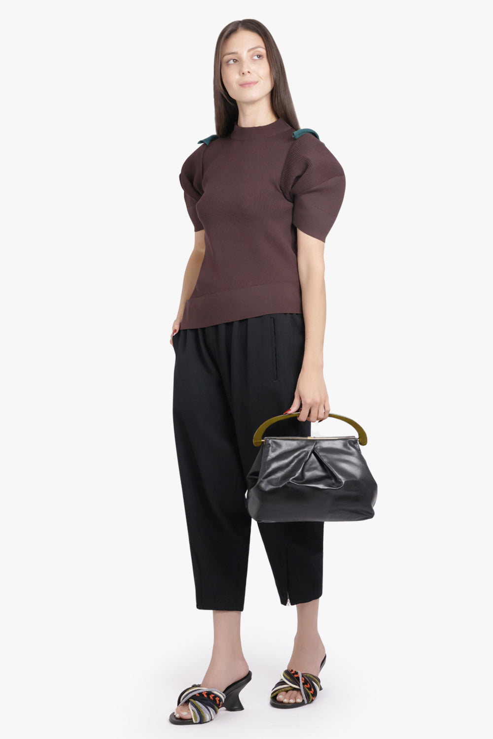 COMME DES GARCONS RTW Draped Ruched Crop Pant | Black