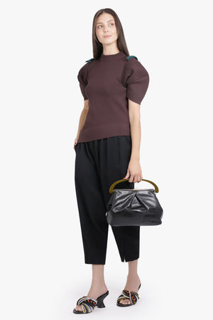 COMME DES GARCONS RTW Draped Ruched Crop Pant | Black