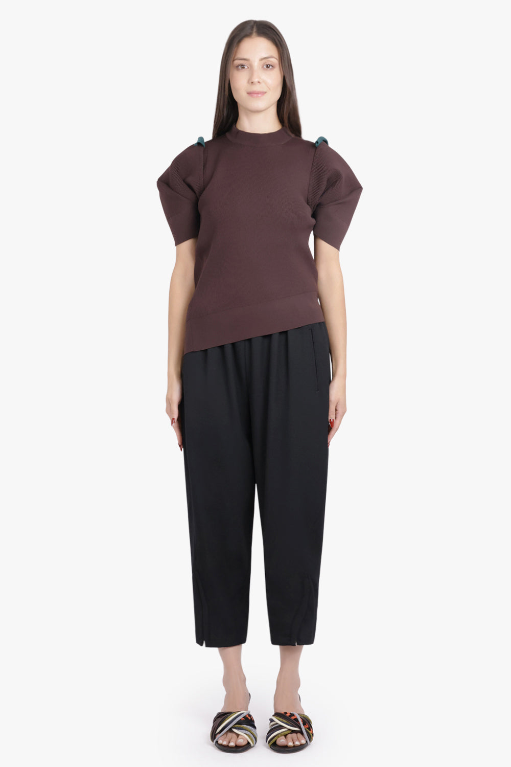 COMME DES GARCONS RTW Draped Ruched Crop Pant | Black