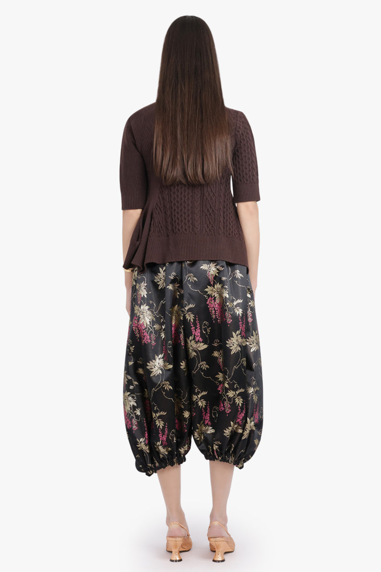 SACAI RTW 3/4 Sleeve Chain Knit With Asymmetric Hem Detail | Brown