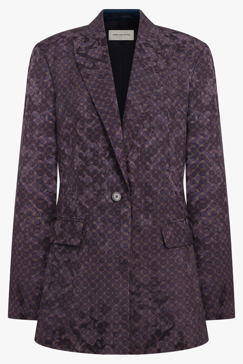 DRIES VAN NOTEN RTW Baftan Floral Motif Single Breast Jacket | Brown