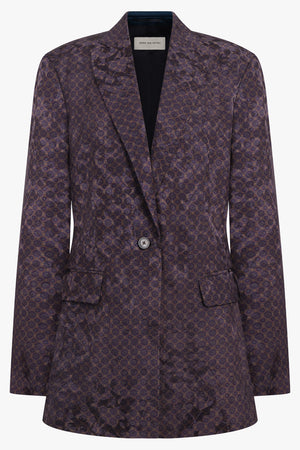 DRIES VAN NOTEN RTW Baftan Floral Motif Single Breast Jacket | Brown