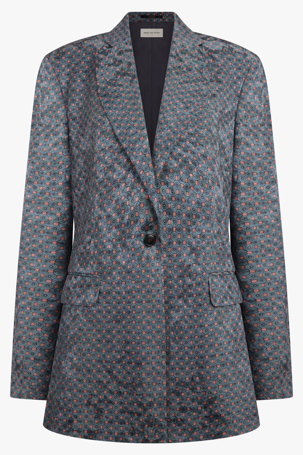 DRIES VAN NOTEN RTW Baftan Floral Motif Single Breast Jacket | Turquoise