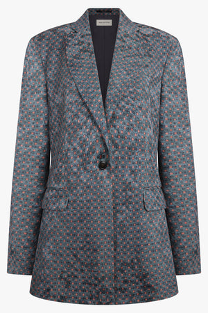 DRIES VAN NOTEN RTW Baftan Floral Motif Single Breast Jacket | Turquoise