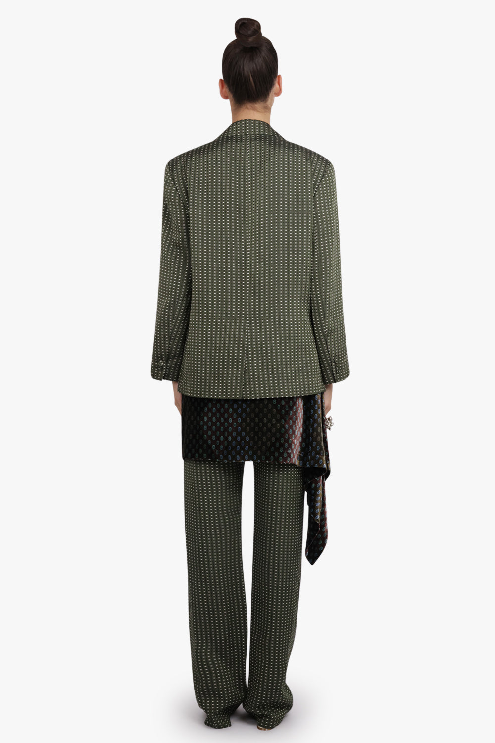 DRIES VAN NOTEN RTW Birdys Square Print Single Breast Jacket | Khaki