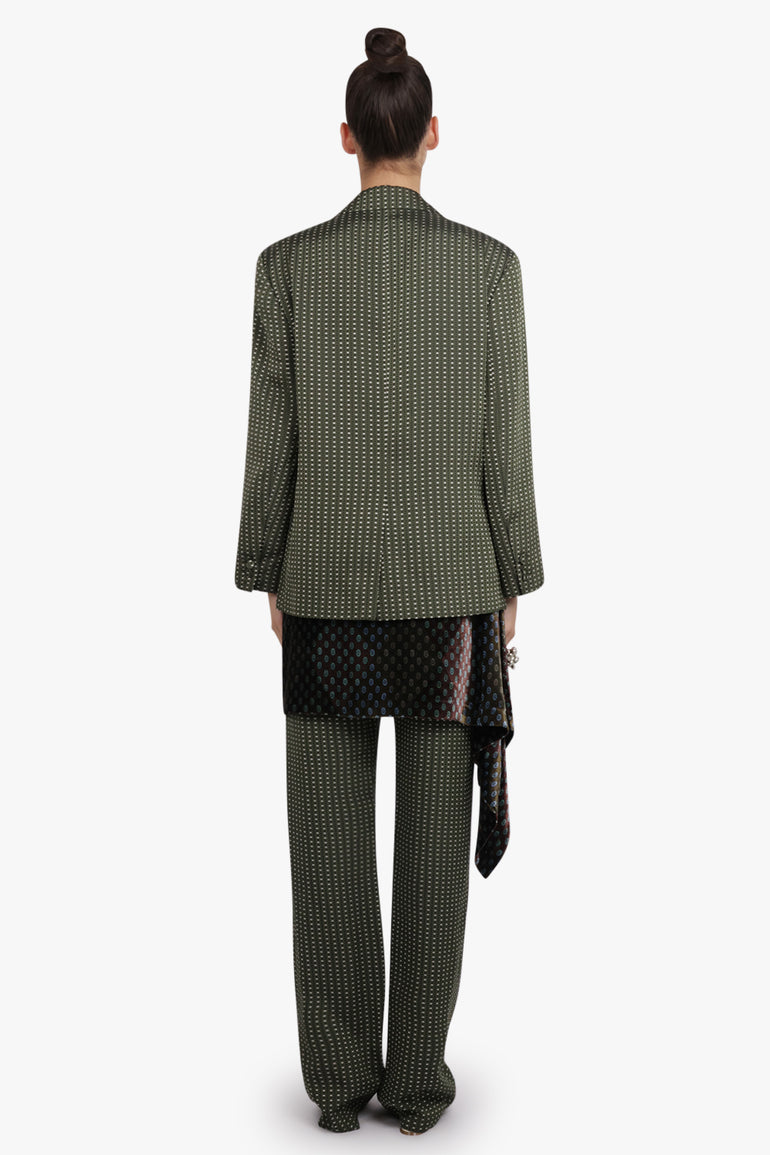 DRIES VAN NOTEN RTW Birdys Square Print Single Breast Jacket | Khaki