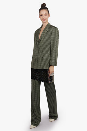 DRIES VAN NOTEN RTW Birdys Square Print Single Breast Jacket | Khaki