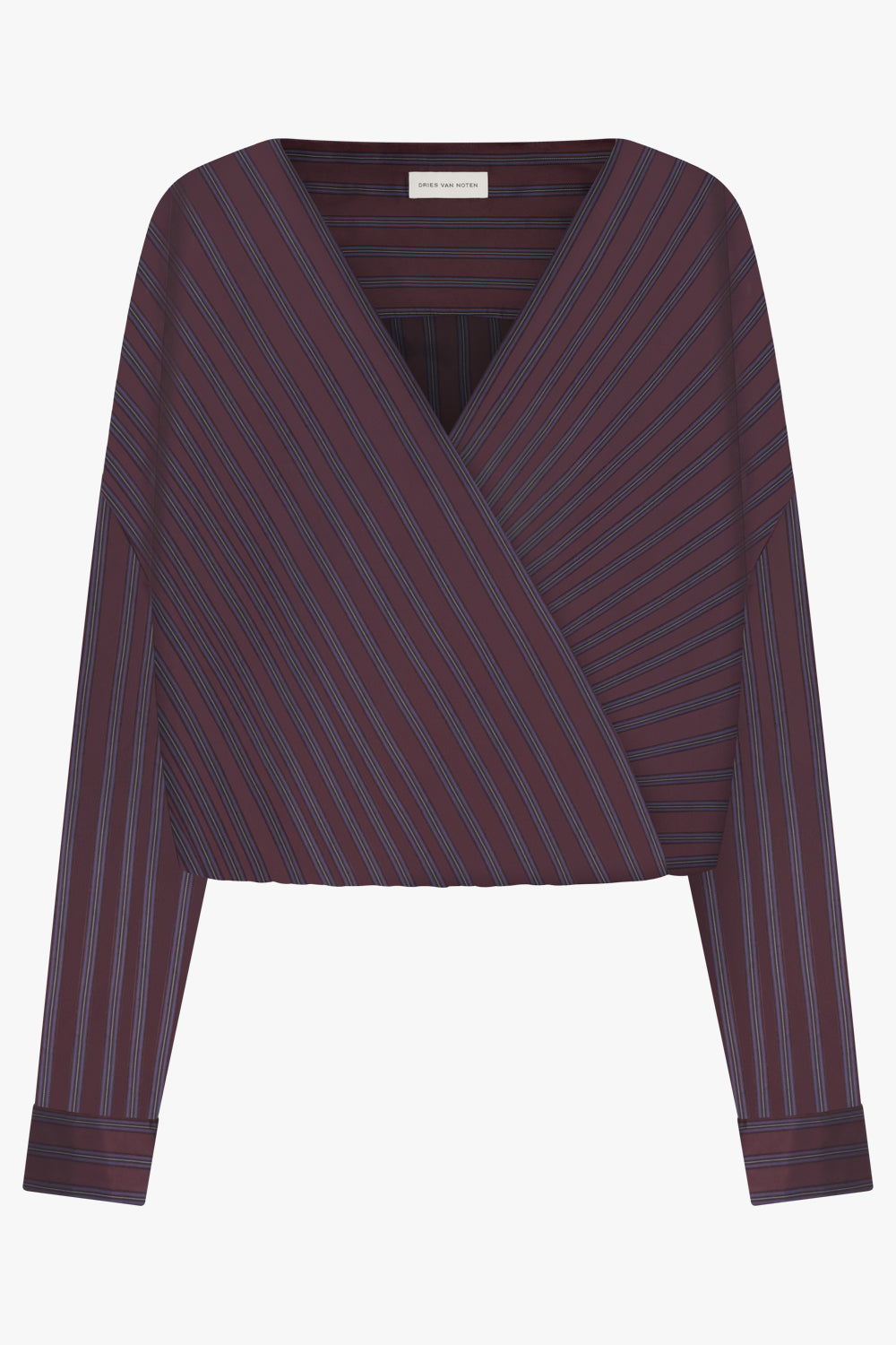 DRIES VAN NOTEN RTW Camiel Stripe L/S Wrap Blouse | Burgundy