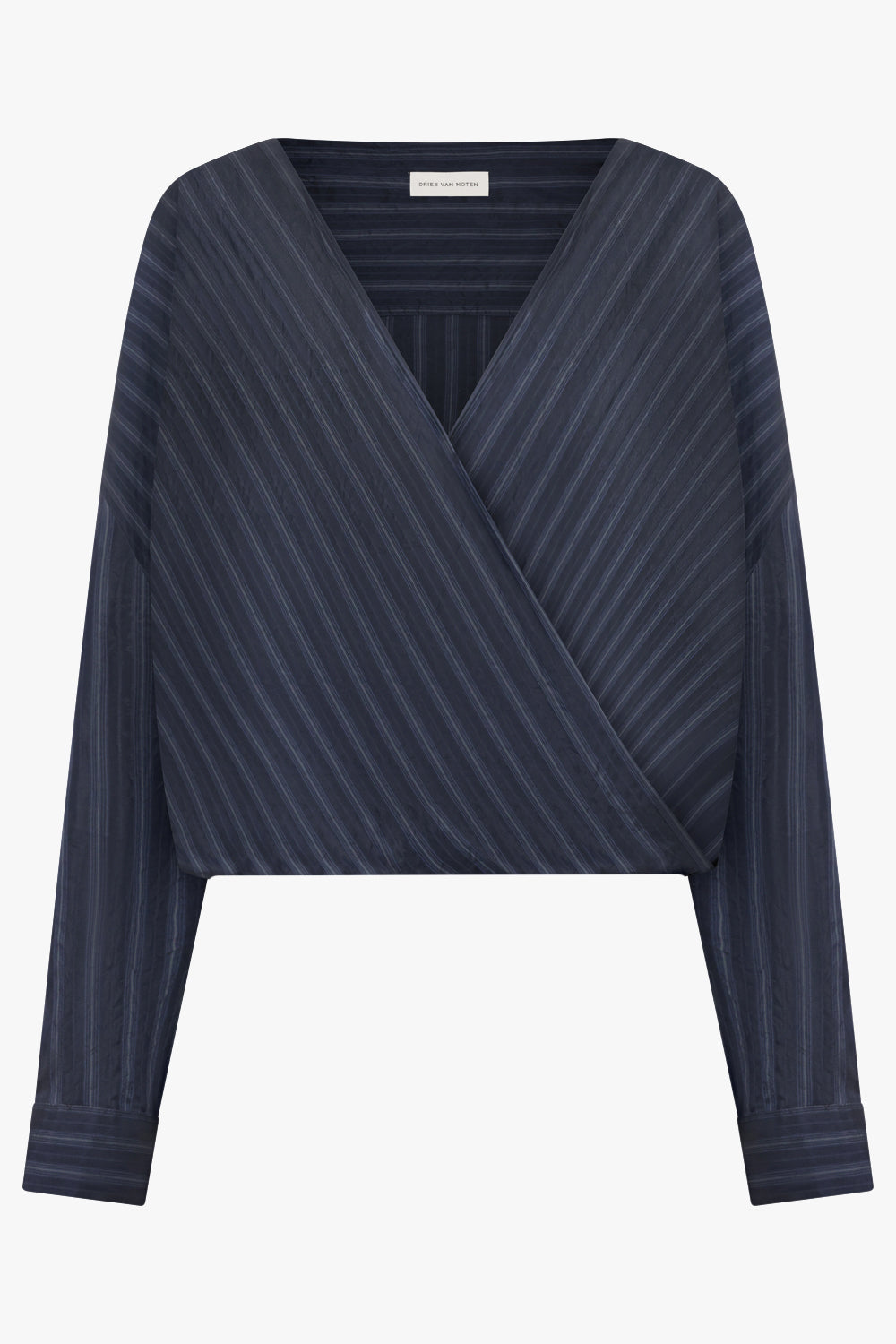 DRIES VAN NOTEN RTW Camiel Stripe L/S Wrap Blouse | Navy