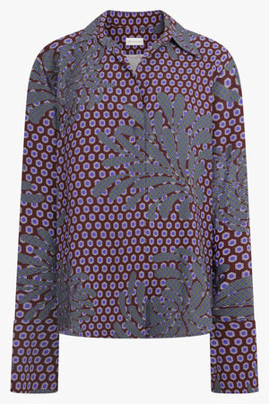 DRIES VAN NOTEN RTW Celindra Floral Motif L\S Shirt | Purple/Blue