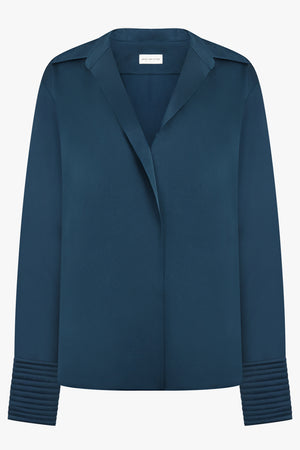 DRIES VAN NOTEN RTW Celinta Fluid L/S Shirt | Petrol Bue