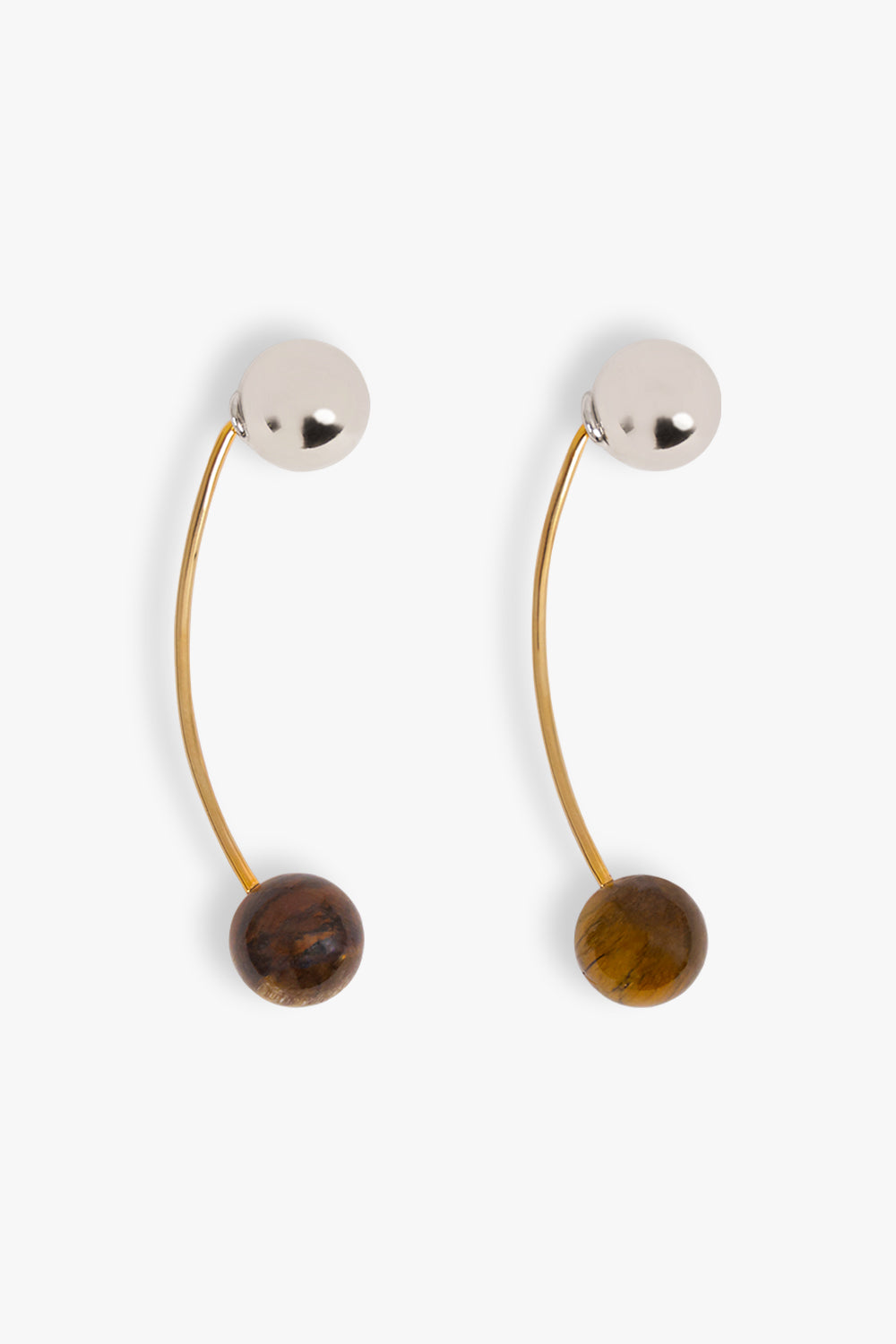 DRIES VAN NOTEN JEWELLERY MULTI / Tiger-Eye Chain Stone Drop Earrings | Tiger-Eye