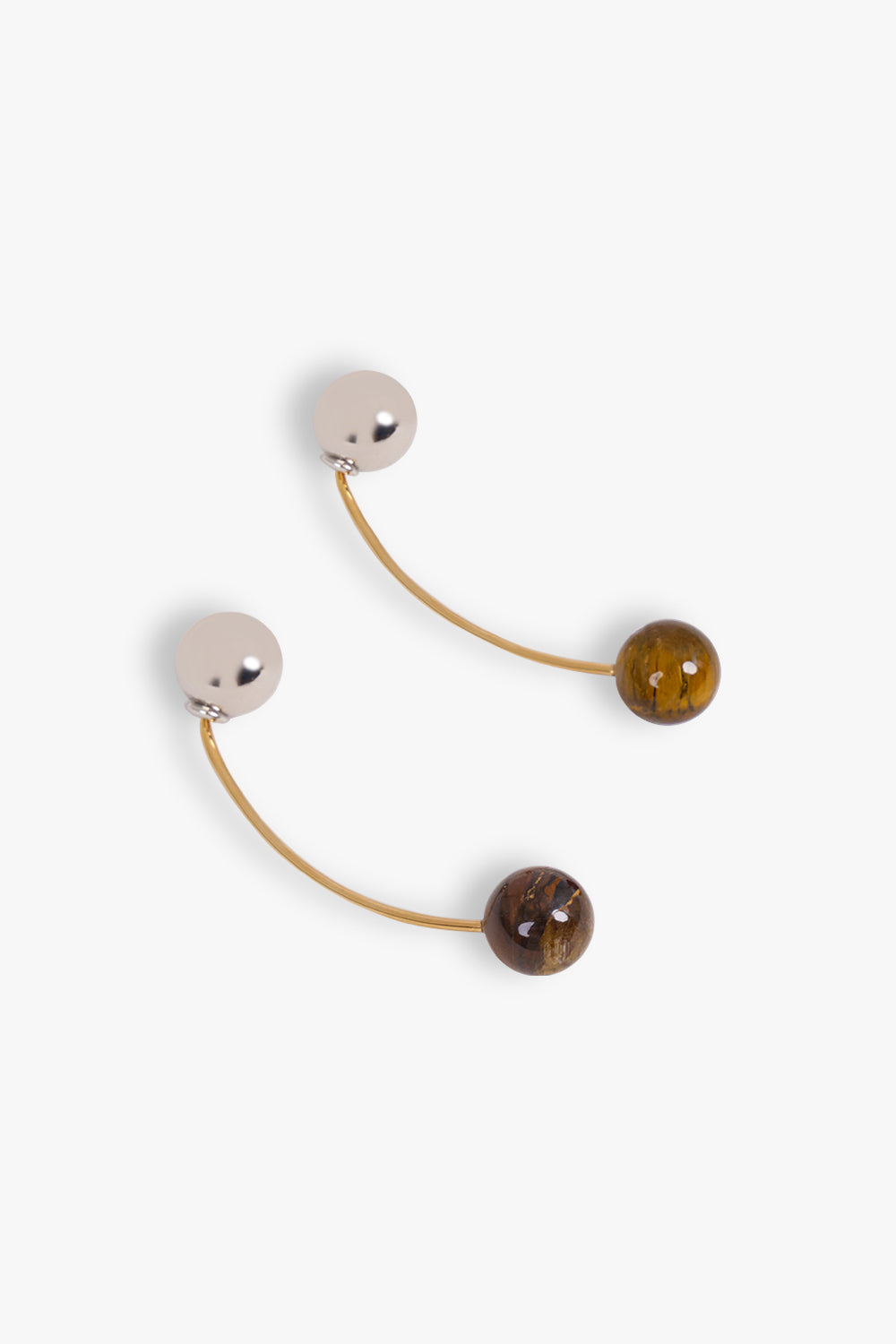 DRIES VAN NOTEN JEWELLERY MULTI / Tiger-Eye Chain Stone Drop Earrings | Tiger-Eye