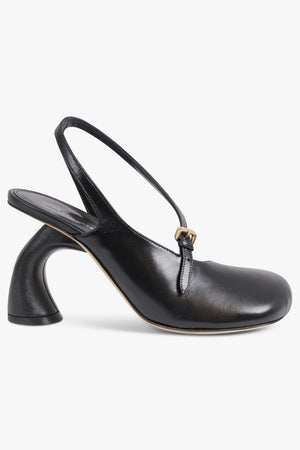 DRIES VAN NOTEN SHOES Curved Closed Toe 95mm Slingback Heel | Black