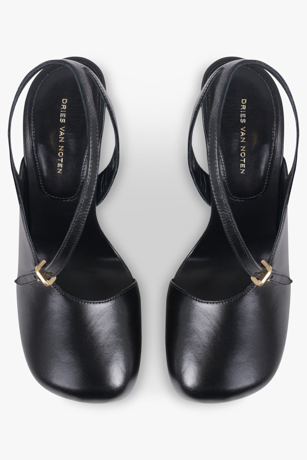 DRIES VAN NOTEN SHOES Curved Closed Toe 95mm Slingback Heel | Black