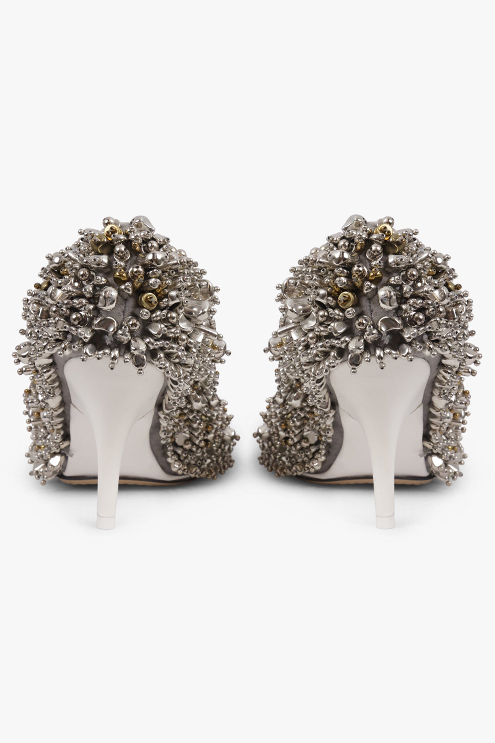 DRIES VAN NOTEN SHOES Embellished 90MM Round Toe Pump | Silver/Gold