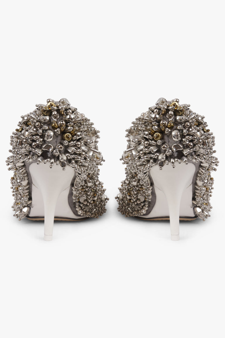 DRIES VAN NOTEN SHOES Embellished 90MM Round Toe Pump | Silver/Gold