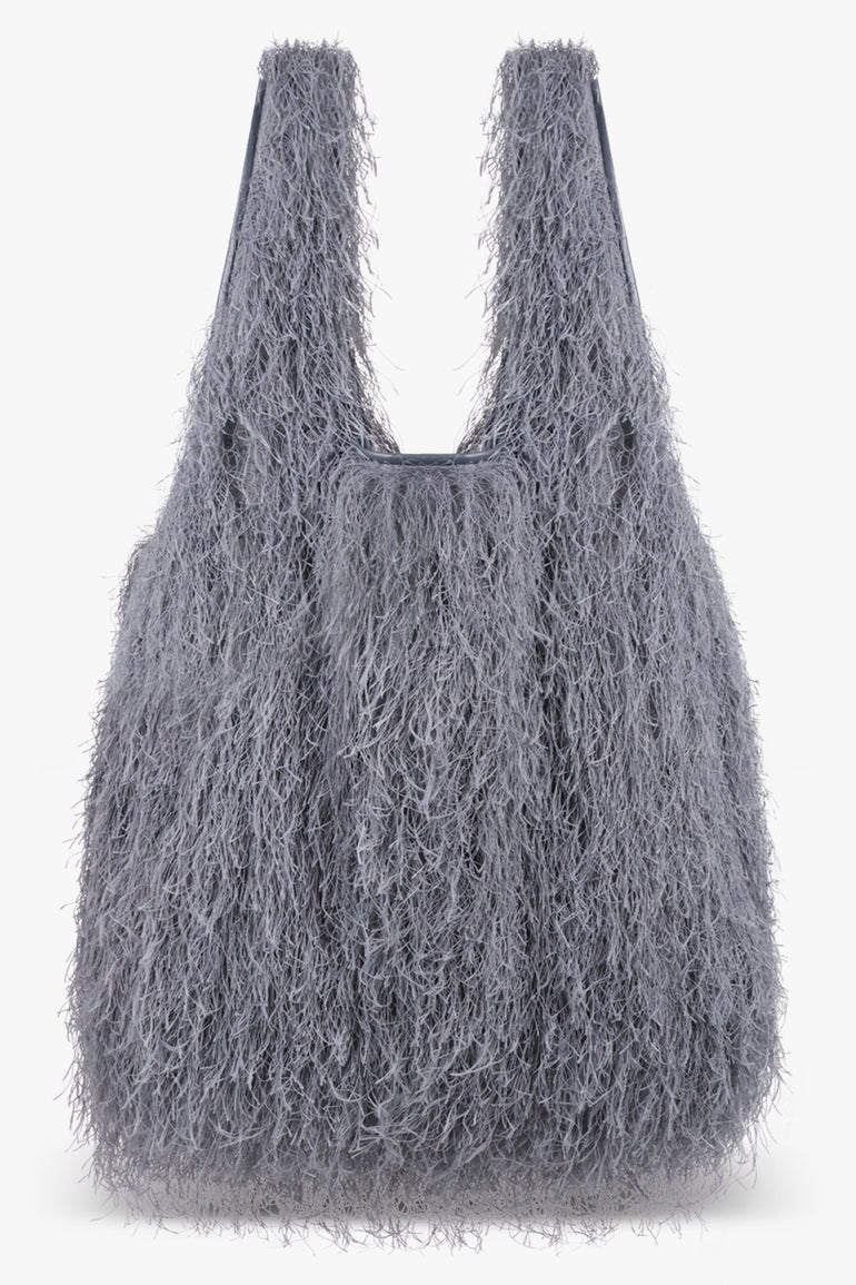 DRIES VAN NOTEN BAGS GREY / Dark Grey Fringing Large Tote Bag | Dark Grey