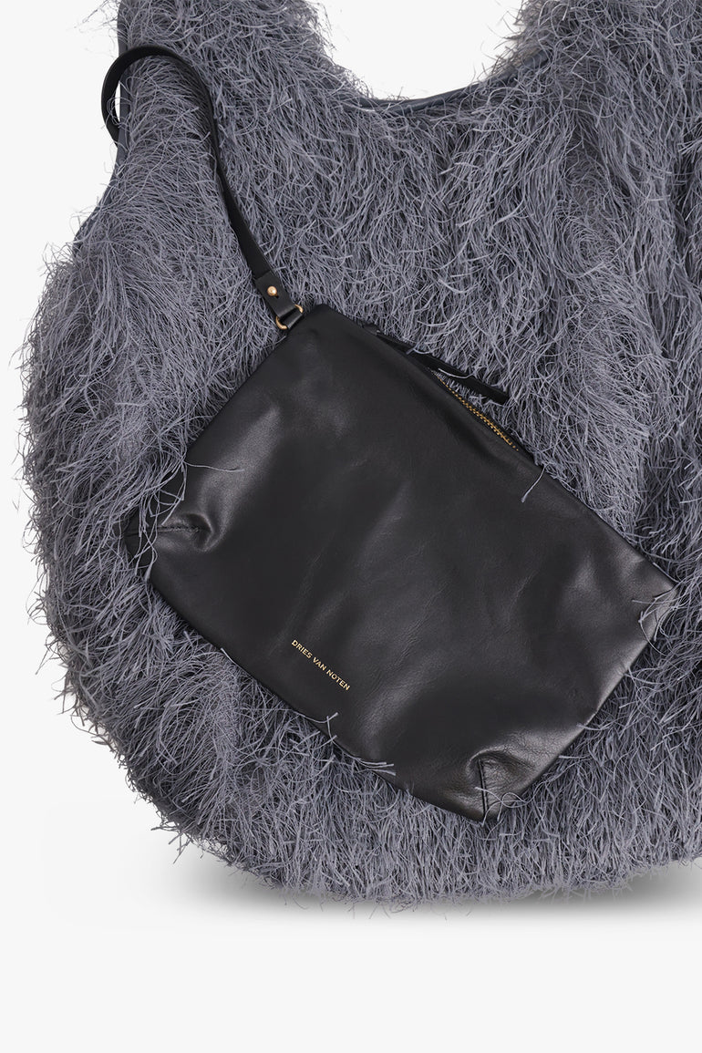 DRIES VAN NOTEN BAGS GREY / Dark Grey Fringing Large Tote Bag | Dark Grey