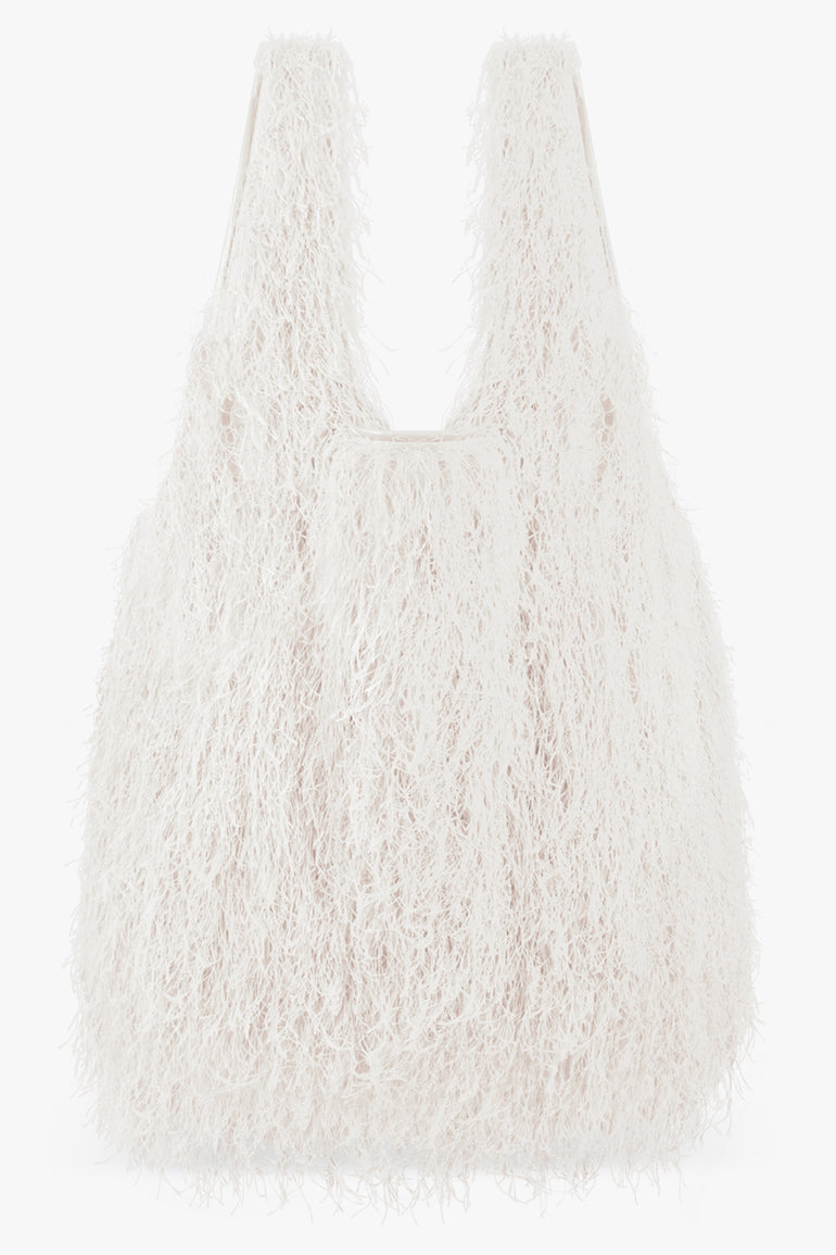 DRIES VAN NOTEN BAGS WHITE / Ivory Fringing Large Tote Bag | Ivory
