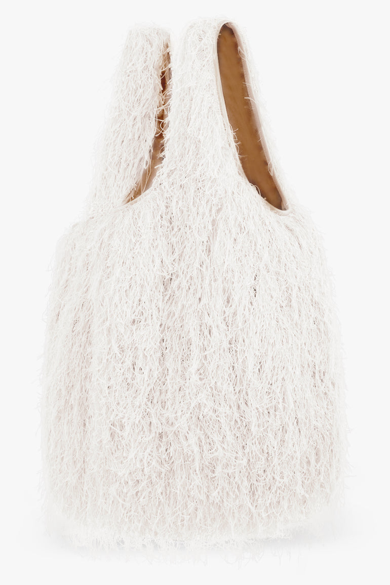 DRIES VAN NOTEN BAGS WHITE / Ivory Fringing Large Tote Bag | Ivory