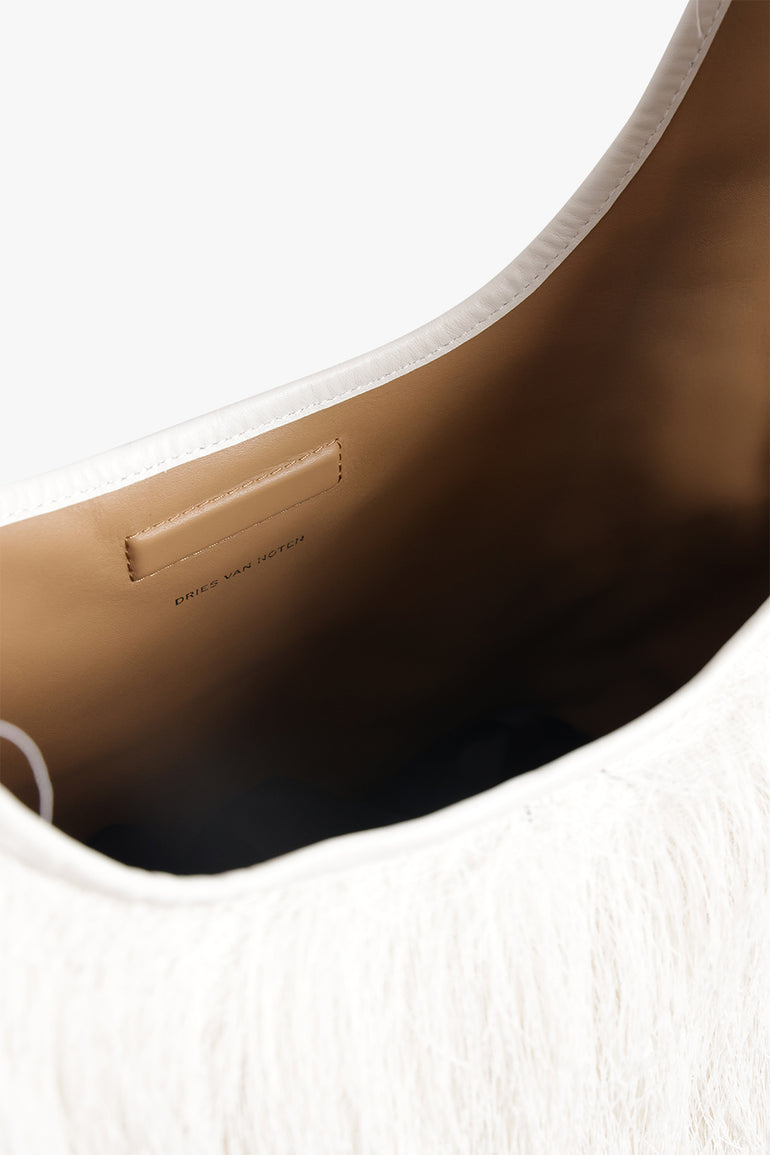 DRIES VAN NOTEN BAGS WHITE / Ivory Fringing Large Tote Bag | Ivory