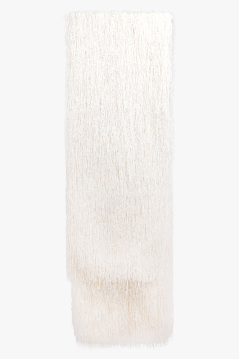 DRIES VAN NOTEN ACCESSORIES WHITE / White Fringing Wrap Around Scarf | White