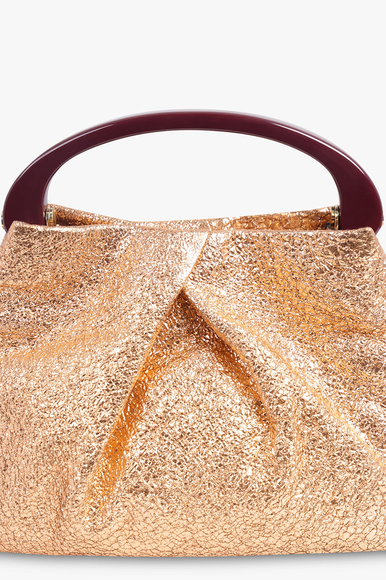 DRIES VAN NOTEN BAGS PINK / Salmon Metallic Mini Resin Handle Bag | Salmon