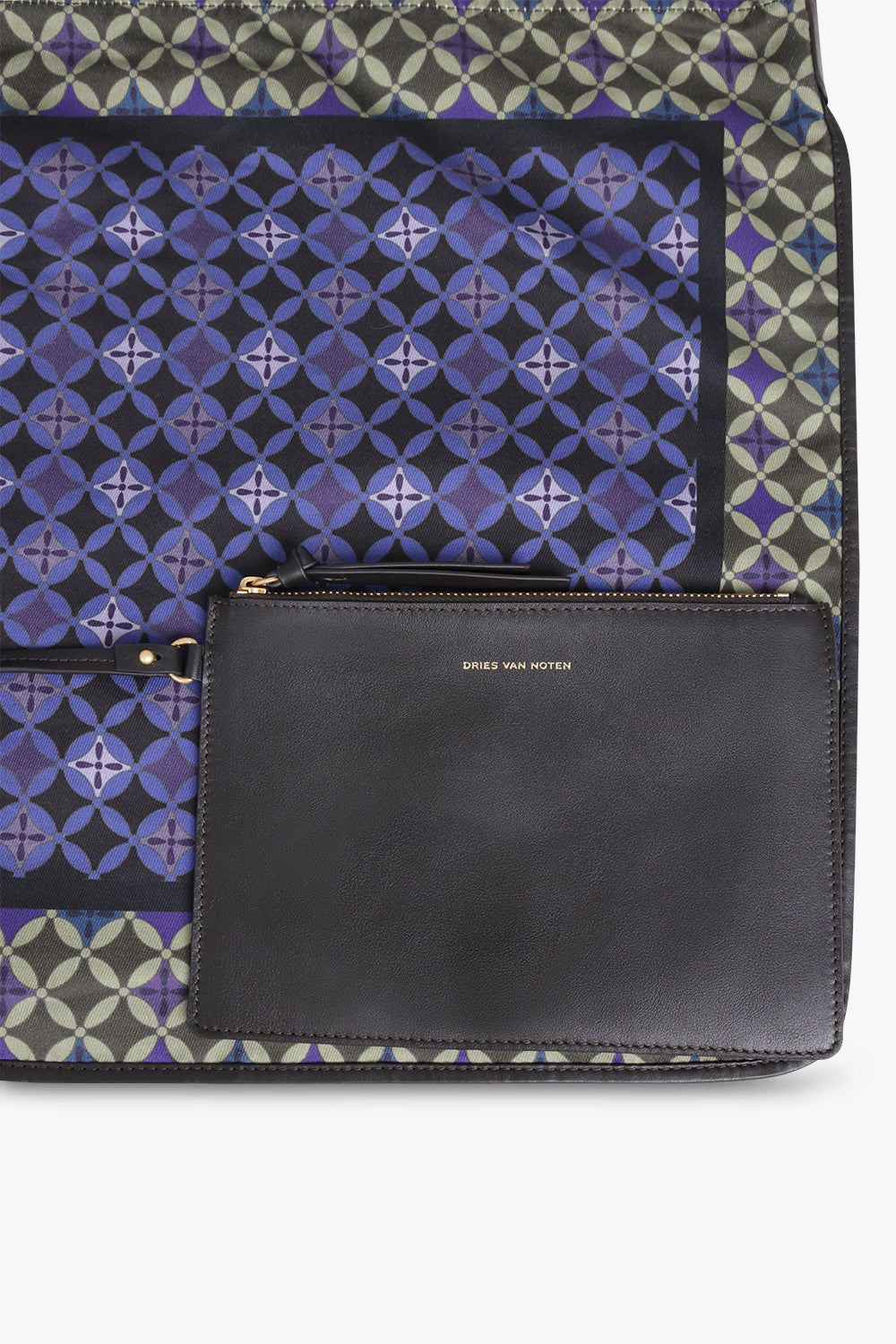 DRIES VAN NOTEN BAGS PATTERN / Purple/Green/Red Geometric Print Medium Hobo Bag With Belt Strap | Purple/Green/Red