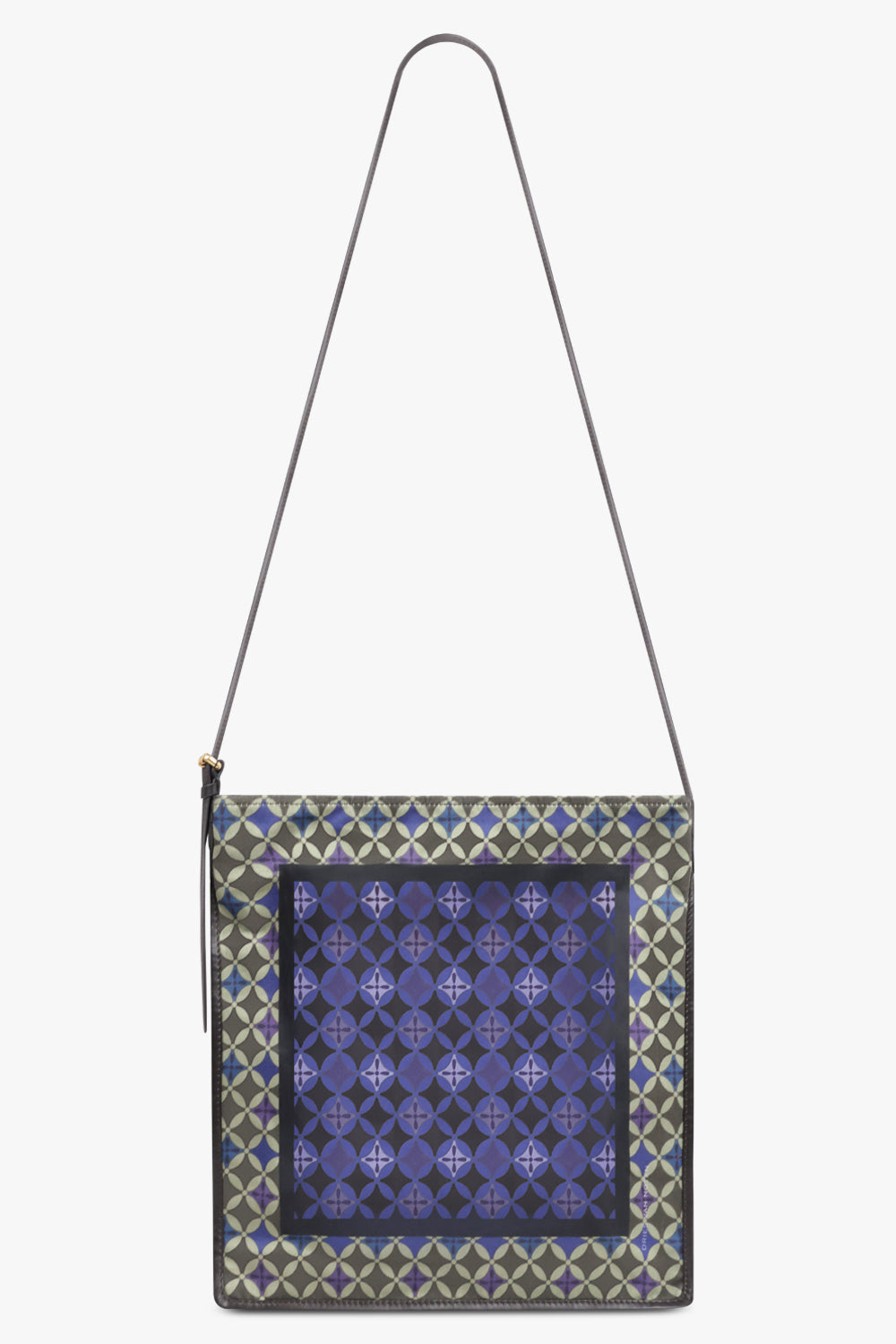 DRIES VAN NOTEN BAGS PATTERN / Purple/Green/Red Geometric Print Small Hobo Bag With Belt Strap | Purple/Green/Red