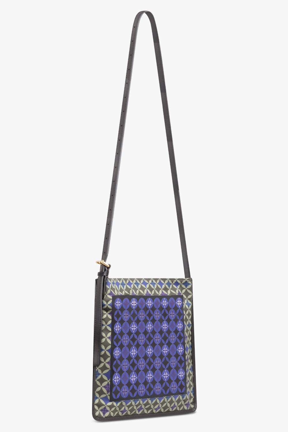 DRIES VAN NOTEN BAGS PATTERN / Purple/Green/Red Geometric Print Small Hobo Bag With Belt Strap | Purple/Green/Red