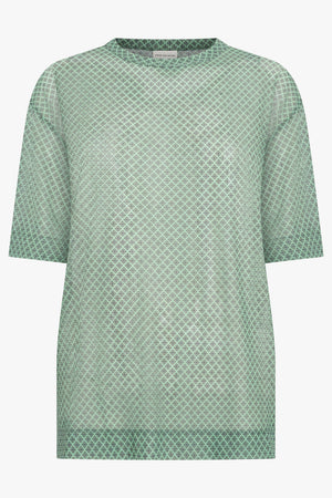 DRIES VAN NOTEN RTW Hoge Transparent Mesh X Diamond Print Top | Mint