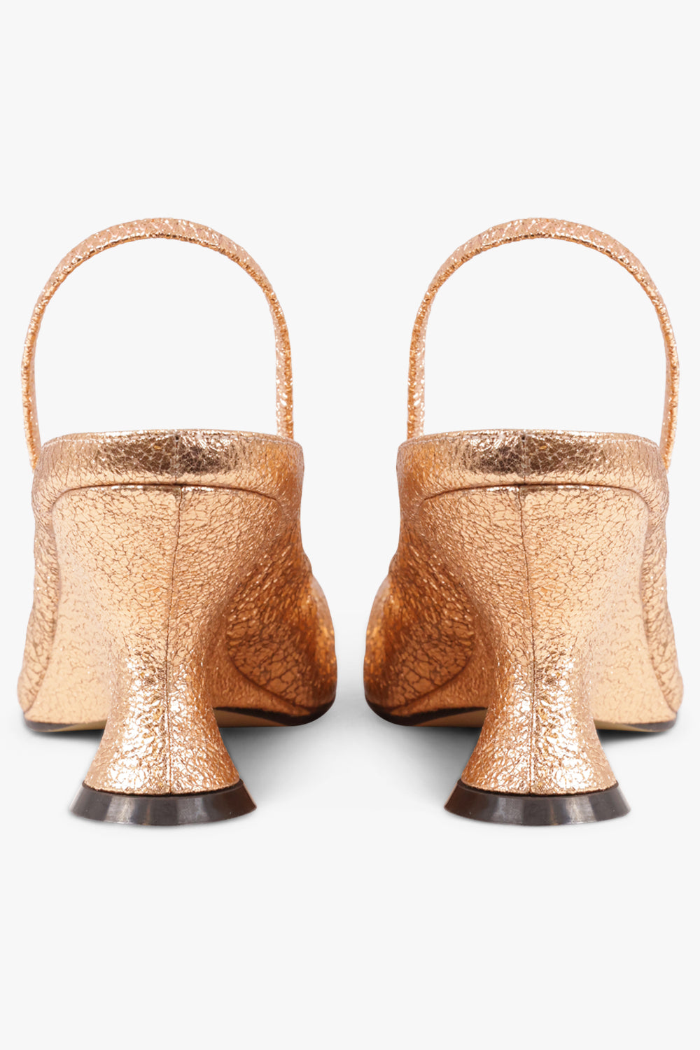 DRIES VAN NOTEN SHOES Metallic Closed Toe 75mm Slingback Heel | Salmon