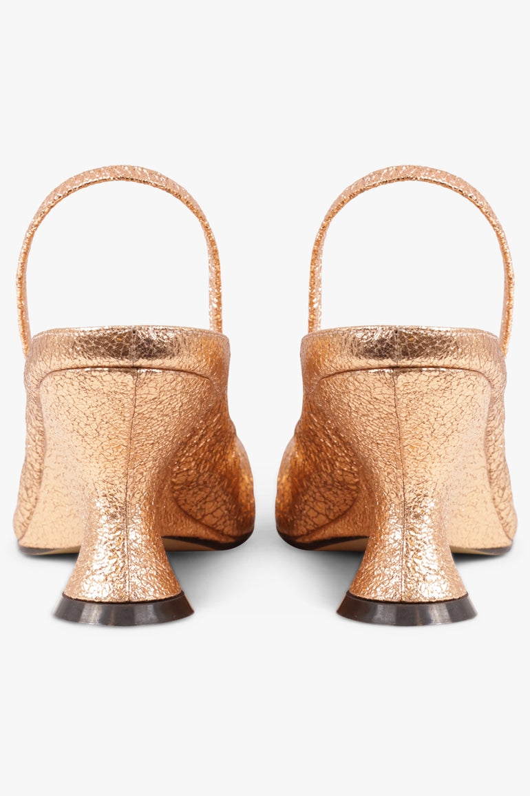 DRIES VAN NOTEN SHOES Metallic Closed Toe 75mm Slingback Heel | Salmon