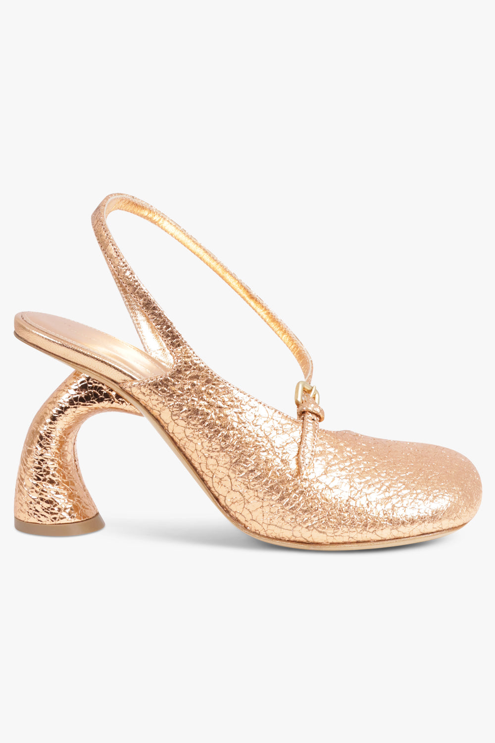 DRIES VAN NOTEN SHOES Metallic Curved Closed Toe 95mm Slingback Heel | Salmon