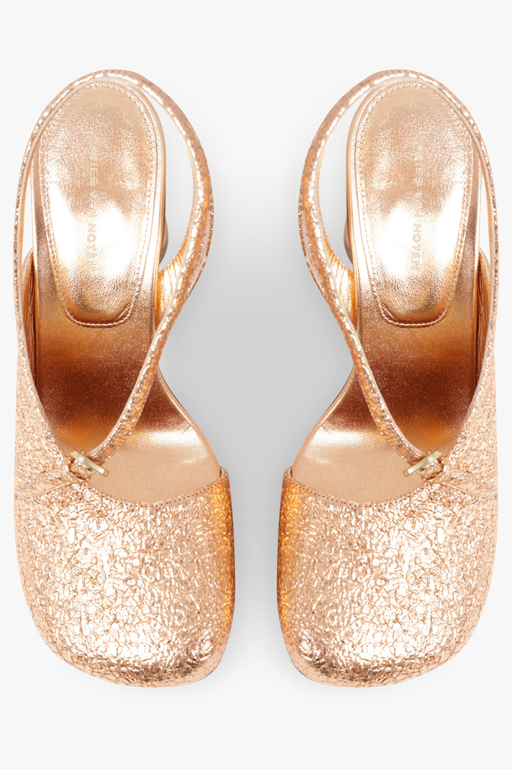 DRIES VAN NOTEN SHOES Metallic Curved Closed Toe 95mm Slingback Heel | Salmon