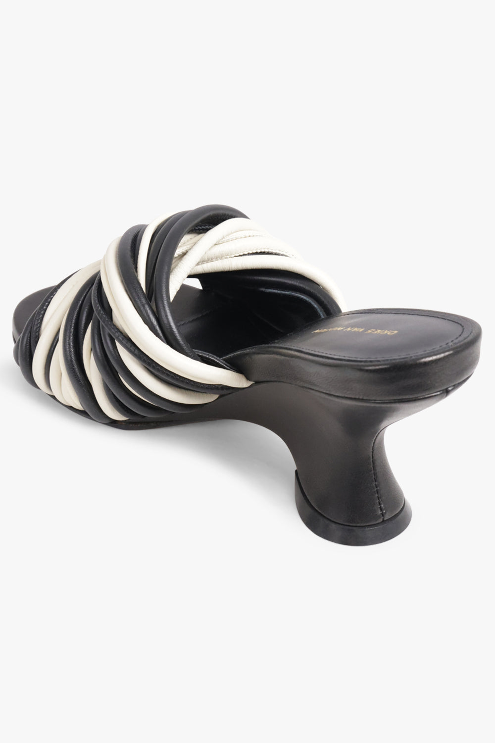 DRIES VAN NOTEN SHOES Twist Cord 75mm Open Toe Wedge Mule | Black/White