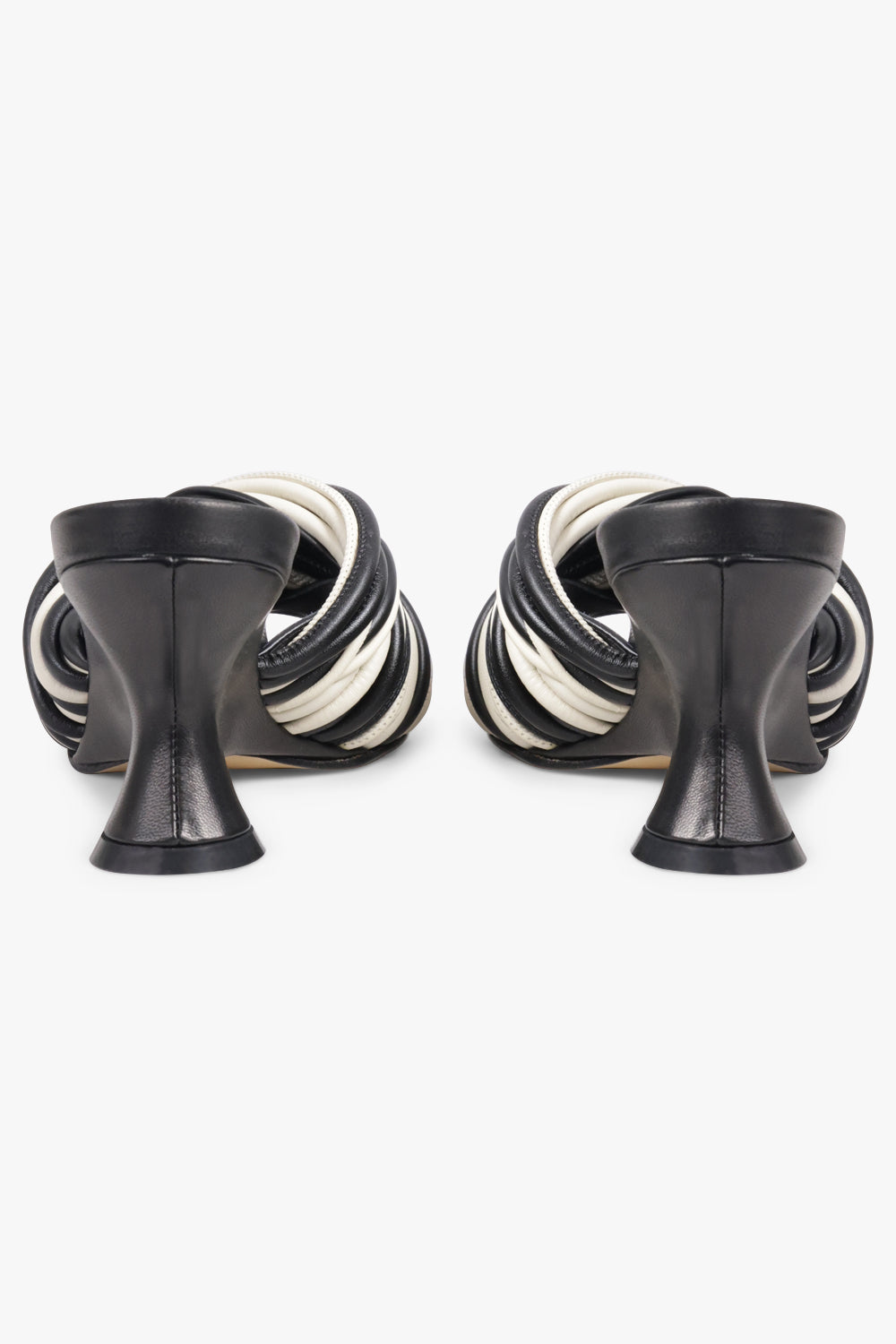 DRIES VAN NOTEN SHOES Twist Cord 75mm Open Toe Wedge Mule | Black/White