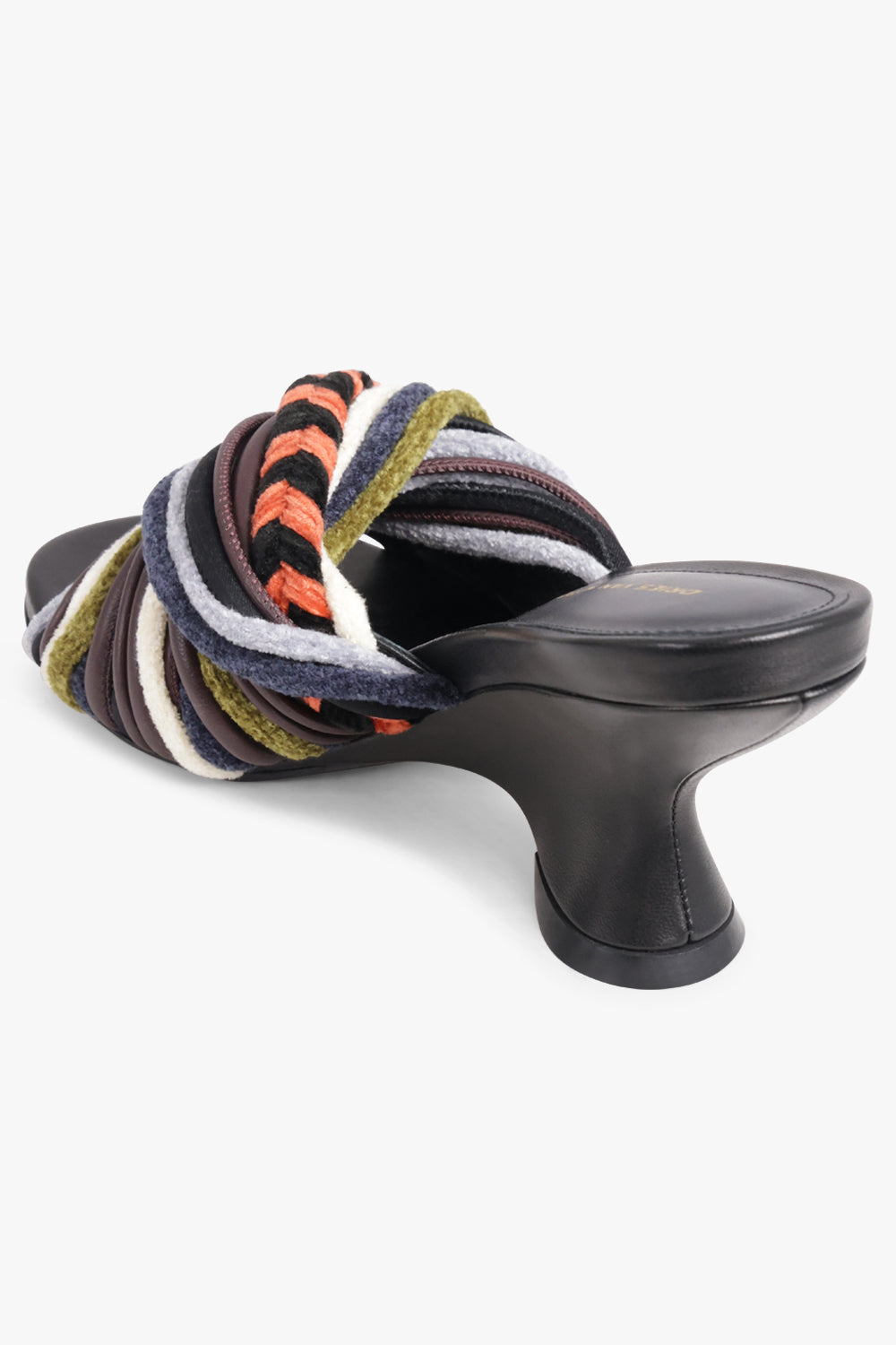 DRIES VAN NOTEN SHOES Twist Velvet Cord 75mm Open Toe Wedge Mule | Black/Multi