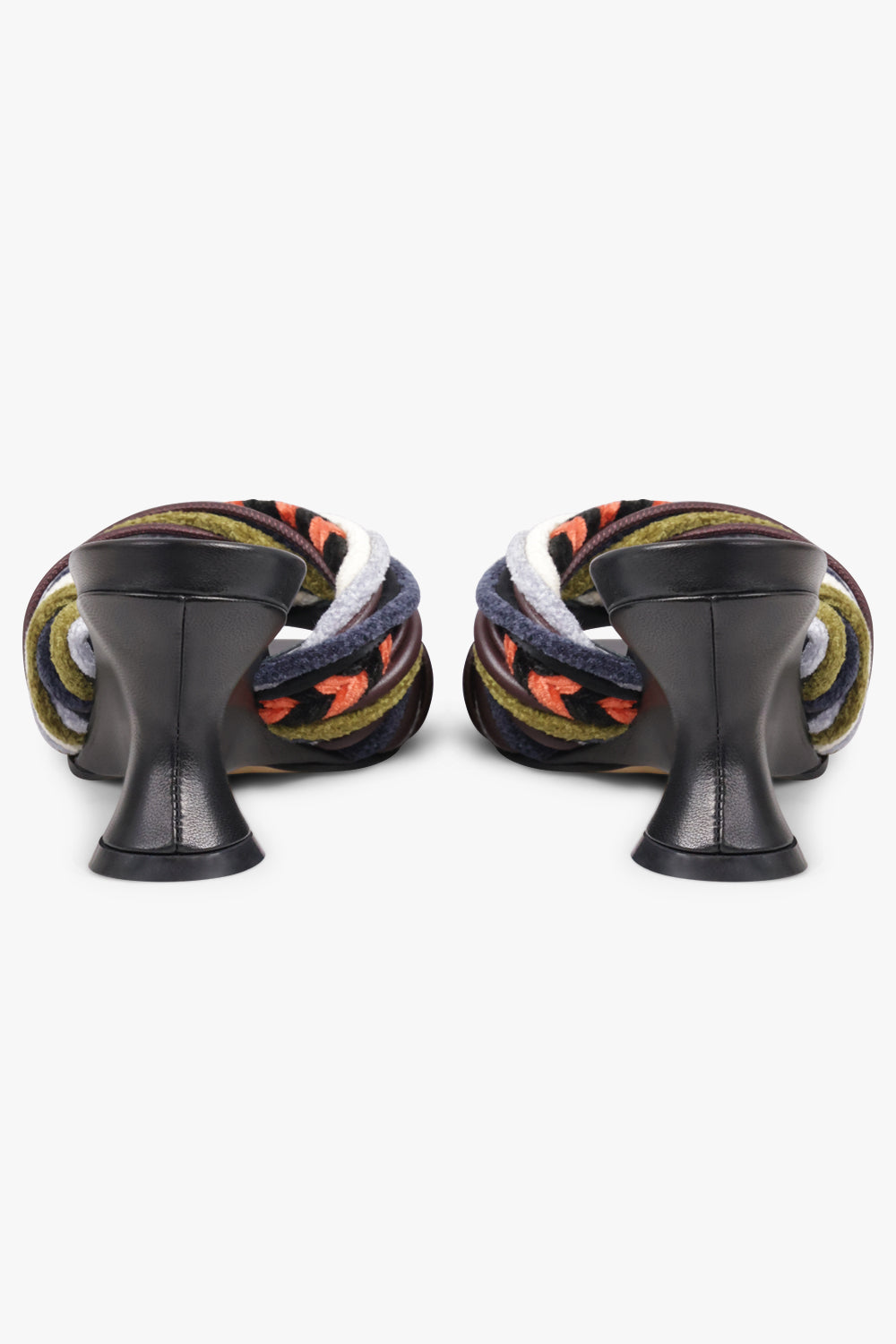 DRIES VAN NOTEN SHOES Twist Velvet Cord 75mm Open Toe Wedge Mule | Black/Multi