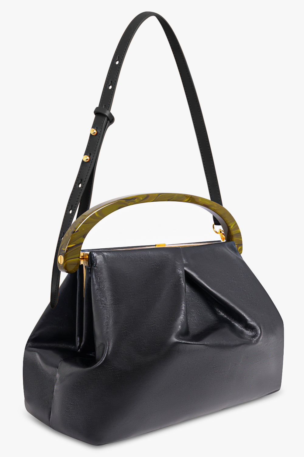 DRIES VAN NOTEN BAGS BROWN / Black Medium Resin Handle Bag | Black